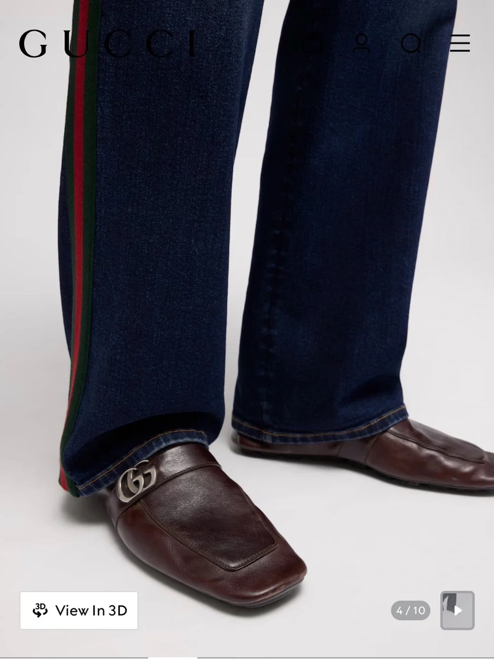 Gucci men’s driver with double G Dark Brown Leather GG Horsebit Slip-On Loafers